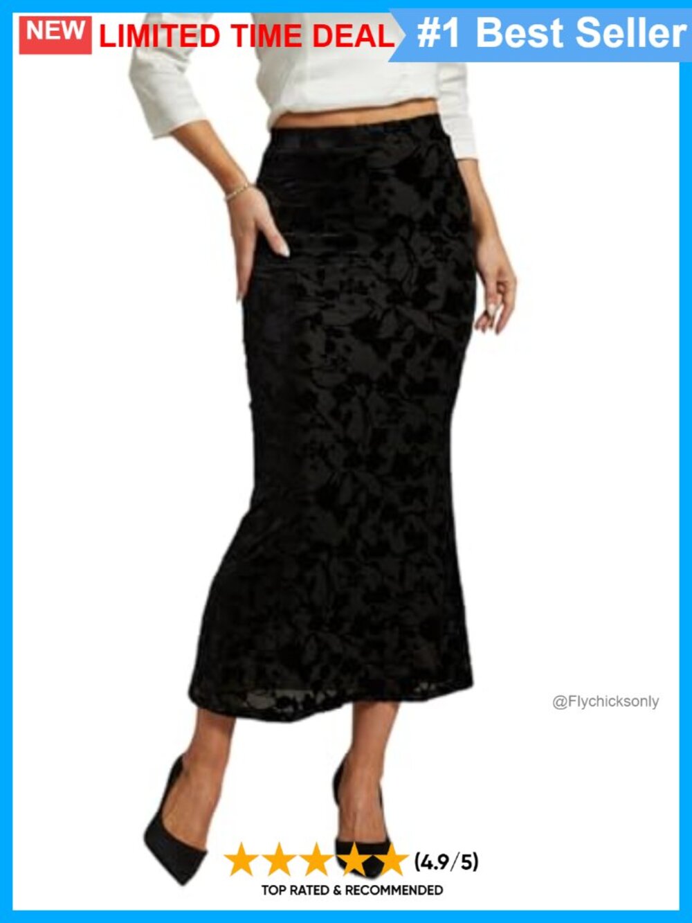 Velvet Floral Burnout Mermaid Maxi Skirt High Waist Fishtail Formal Evening